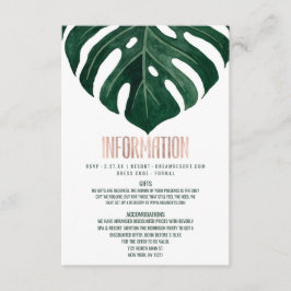 Modern Tropisch Zwitsers Kaasblad Roos Gouddetail Informatiekaartje