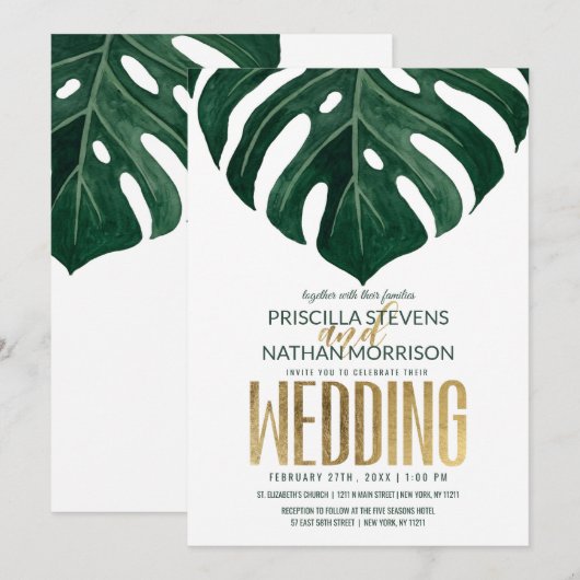 Modern Tropisch Zwitsers kaasdeeg met goudweddensc Kaart (Voorkant / Achterkant)