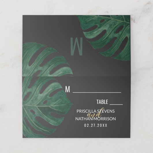 Modern Tropisch Zwitsers kaasdeeg met goudweddensc Plaatskaartje (Buitenkant ongevouwen)