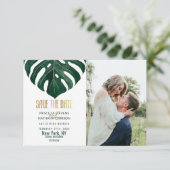 Modern Tropisch Zwitsers kaasdeeg met goudweddensc Save The Date (Staand voorkant)