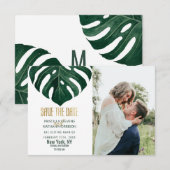 Modern Tropisch Zwitsers kaasdeeg met goudweddensc Save The Date (Voorkant / Achterkant)