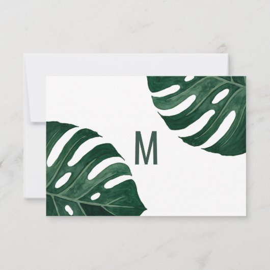 Modern Tropisch Zwitsers Verloving met Leaf Gold Aankondiging (Achterkant)