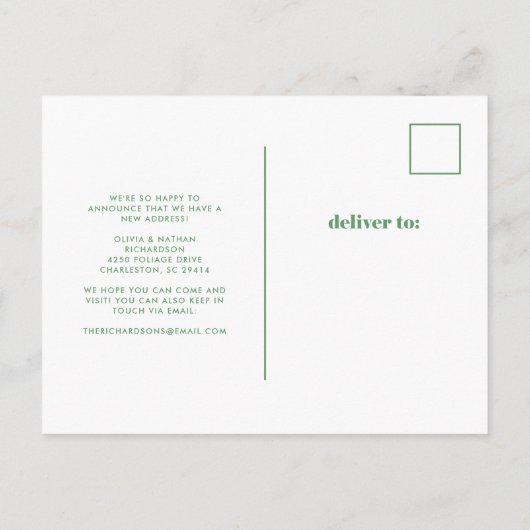 Modern tropische bladeren | Verplaatsingsaankondig Aankondigingskaart (Achterkant)