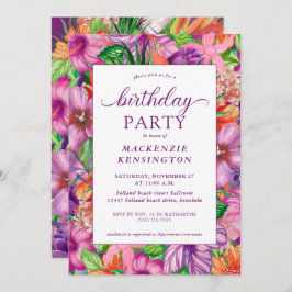 Modern tropische Floral Birthday Party Kaart