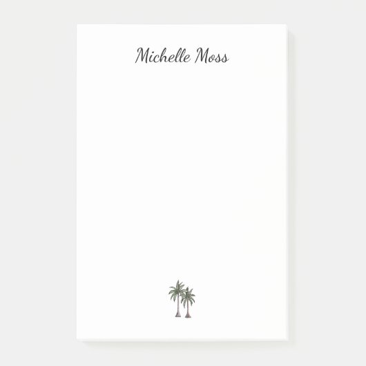 Modern Tropische Palmbomen Strand Elegant Script Post-it® Notes (Voorkant)