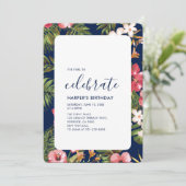 Modern Tropische Summer Adult Birthday Party Kaart (Staand voorkant)