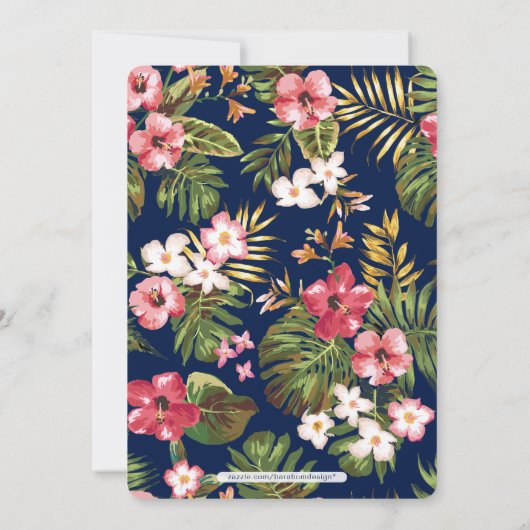 Modern Tropische Summer Adult Birthday Party Kaart (Achterkant)