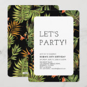 Modern Tropische Summer Adult Birthday Party Kaart (Voorkant / Achterkant)