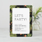 Modern Tropische Summer Adult Birthday Party Kaart (Staand voorkant)