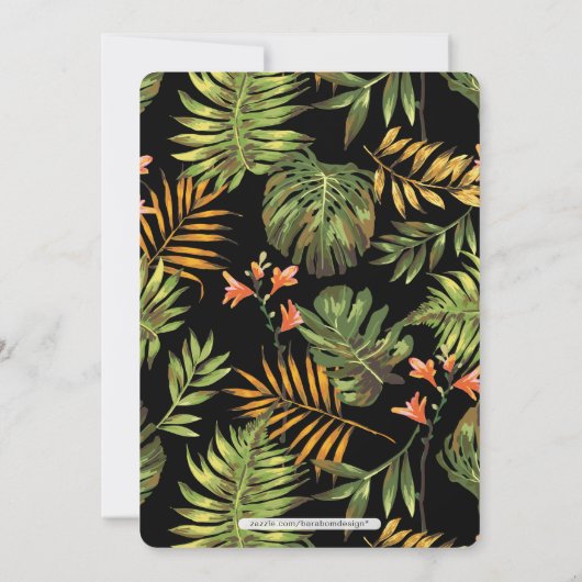 Modern Tropische Summer Adult Birthday Party Kaart (Achterkant)
