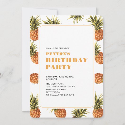 Modern Tropische Summer Adult Birthday Party Kaart (Voorkant)