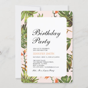 Modern Tropische Summer Adult Birthday Party Kaart
