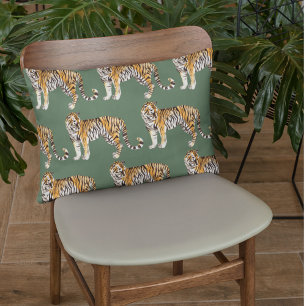 Modern tropische Waterverf tigers Wild Pattern Accent Kussen