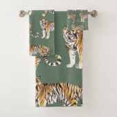 Modern tropische Waterverf tigers Wild Pattern Bad Handdoek (Insitu)