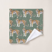Modern tropische Waterverf tigers Wild Pattern Bad Handdoek (Wasdoekje)