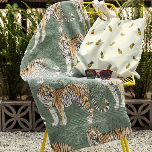 Modern tropische Waterverf tigers Wild Pattern Bad Handdoek