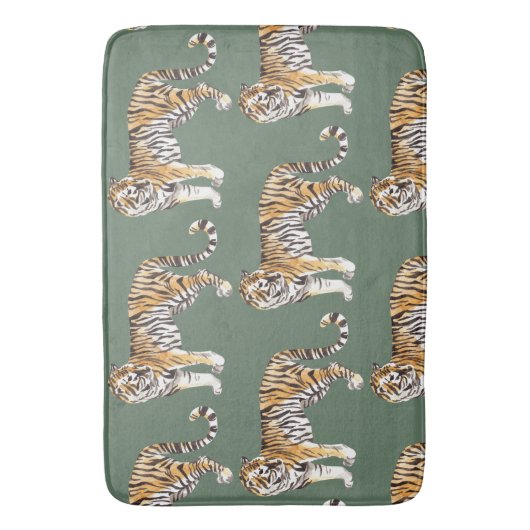 Modern tropische Waterverf tigers Wild Pattern Badmat (Voorkant Verticaal)