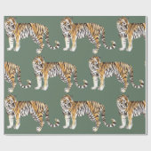 Modern tropische Waterverf tigers Wild Pattern Cadeaupapier (Vlak)