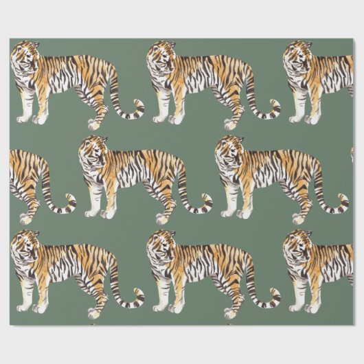 Modern tropische Waterverf tigers Wild Pattern Cadeaupapier (Vlak)