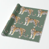 Modern tropische Waterverf tigers Wild Pattern Cadeaupapier (Uitgerold)