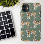 Modern tropische Waterverf tigers Wild Pattern Case-Mate iPhone Case<br><div class="desc">Modern tropische Waterverf tigers Wild Pattern</div>