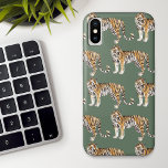 Modern tropische Waterverf tigers Wild Pattern Case-Mate iPhone Case<br><div class="desc">Modern tropische Waterverf tigers Wild Pattern</div>
