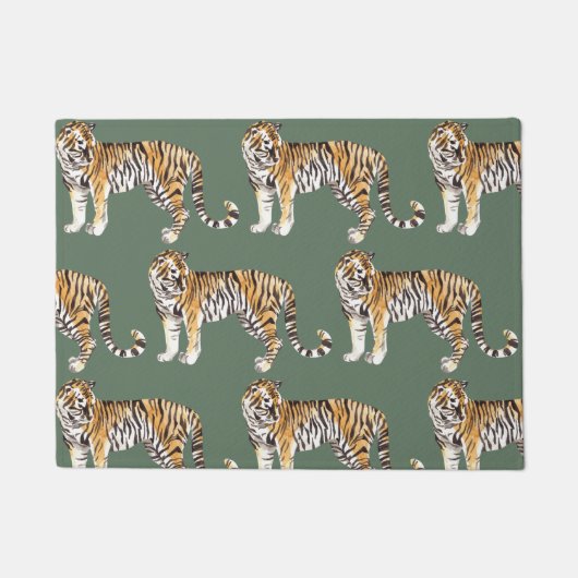 Modern tropische Waterverf tigers Wild Pattern Deurmat (Voorkant)