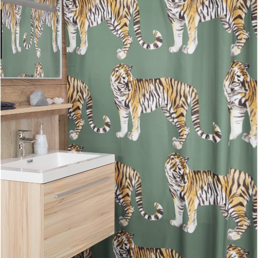 Modern tropische Waterverf tigers Wild Pattern Douchegordijn
