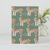 Modern tropische Waterverf tigers Wild Pattern Feestdagenkaart (Staand voorkant)