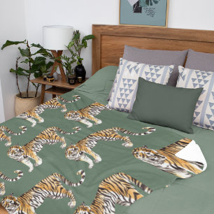 Modern tropische Waterverf tigers Wild Pattern Fleece Deken