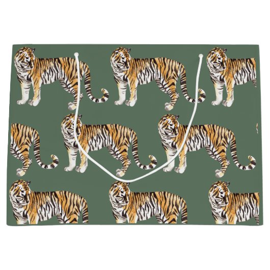 Modern tropische Waterverf tigers Wild Pattern Groot Cadeauzakje (Voorkant)