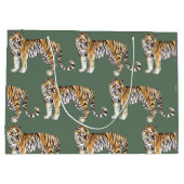 Modern tropische Waterverf tigers Wild Pattern Groot Cadeauzakje (Achterkant)