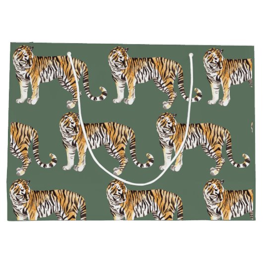 Modern tropische Waterverf tigers Wild Pattern Groot Cadeauzakje (Achterkant)