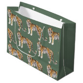 Modern tropische Waterverf tigers Wild Pattern Groot Cadeauzakje (Voorkant Gekanteld)