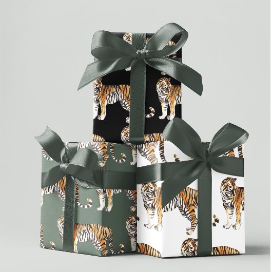 Modern tropische Waterverf tigers Wild Pattern Inpakpapier Vel