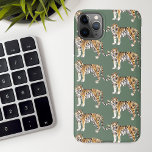 Modern tropische Waterverf tigers Wild Pattern iPhone 11Pro Max Hoesje<br><div class="desc">Modern tropische Waterverf tigers Wild Pattern</div>