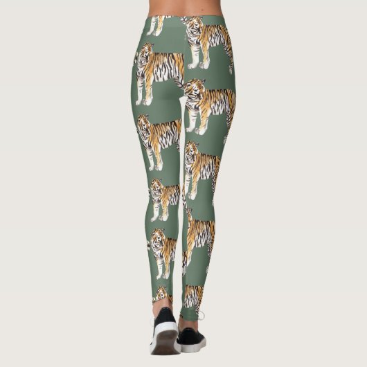 Modern tropische Waterverf tigers Wild Pattern Leggings (Achterkant)
