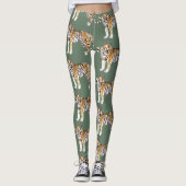 Modern tropische Waterverf tigers Wild Pattern Leggings (Voorkant)