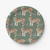 Modern tropische Waterverf tigers Wild Pattern Papieren Bordje (Voorkant)