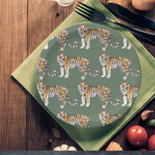 Modern tropische Waterverf tigers Wild Pattern Papieren Bordje