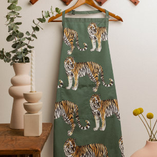 Modern tropische Waterverf tigers Wild Pattern Schort