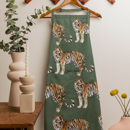 Modern tropische Waterverf tigers Wild Pattern Schort