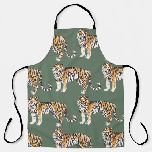 Modern tropische Waterverf tigers Wild Pattern Schort (Voorkant)