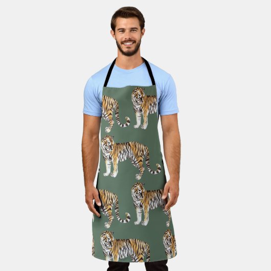 Modern tropische Waterverf tigers Wild Pattern Schort (Gedragen)