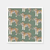 Modern tropische Waterverf tigers Wild Pattern Servet (Voorkant)