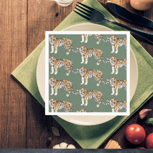 Modern tropische Waterverf tigers Wild Pattern Servet