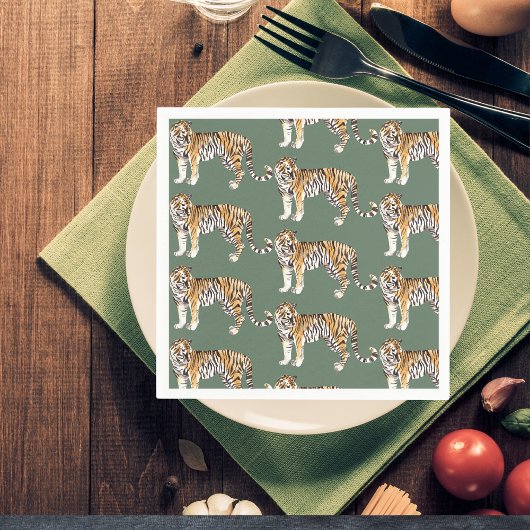 Modern tropische Waterverf tigers Wild Pattern Servet