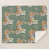 Modern tropische Waterverf tigers Wild Pattern Sherpa Deken (Voorkant (horizontaal))