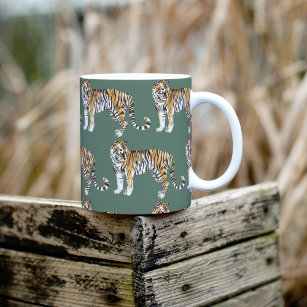 Modern tropische Waterverf tigers Wild Pattern Tweekleurige Koffiemok