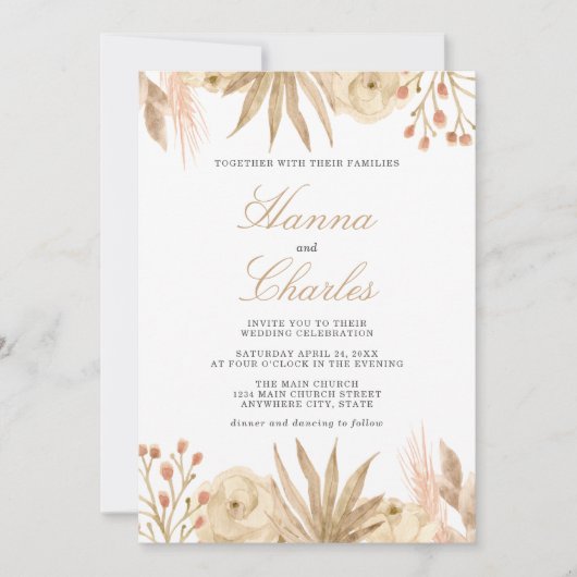 Modern Tropische woestijn Boho Wedding Uitnodiging (Voorkant)